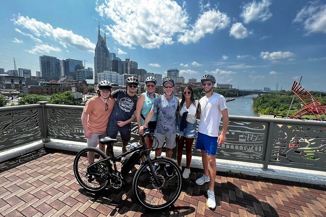 Downtown Nashville's Hidden Gems E-bike Tour - Crossing the John Seigenthaler Pedestrian Bridge