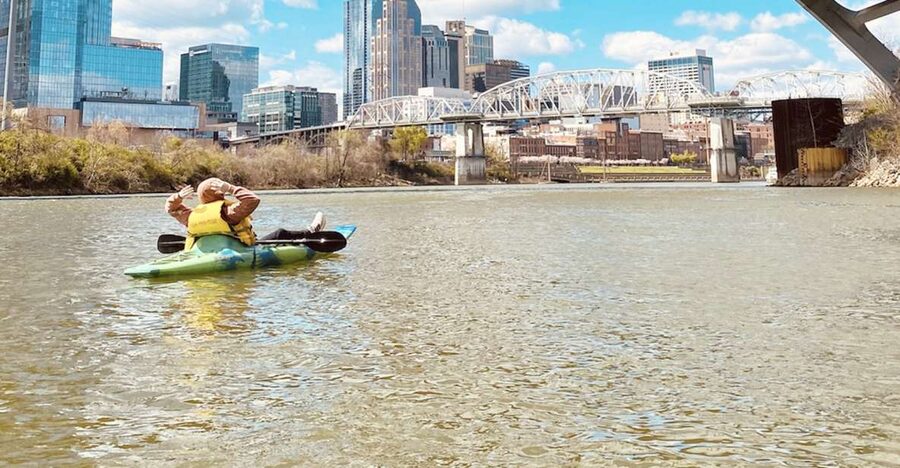 Nashville: Downtown Kayak Rental - Paddling upriver for 30 to 45 minutes
